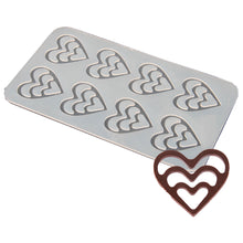 Load image into Gallery viewer, FineDecor Heart Pattern Silicone Chocolate Garnishing Mould (8 Cavity), Triple Heart Shape Garnishing Sheet For Chocolate And Cake Decoration FD 3512