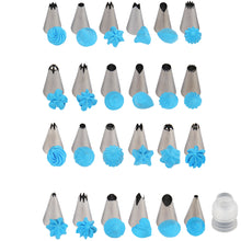 Load image into Gallery viewer, FineDecor Stainless Steel Cake Decorating Nozzle Set (24 Pcs) With Coupler | Piping Set for Cake Decoration and Icing - FD 2943
