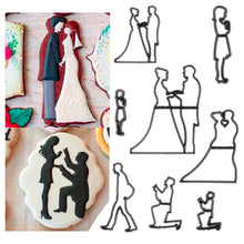 Load image into Gallery viewer, FineDecor Wedding Silhoutte Cutter | Set of 8pcs for Fondant/Cookie Cutter Tools for Husband and Wife, Valentine's Party, Bride groom Theme - FD 3516