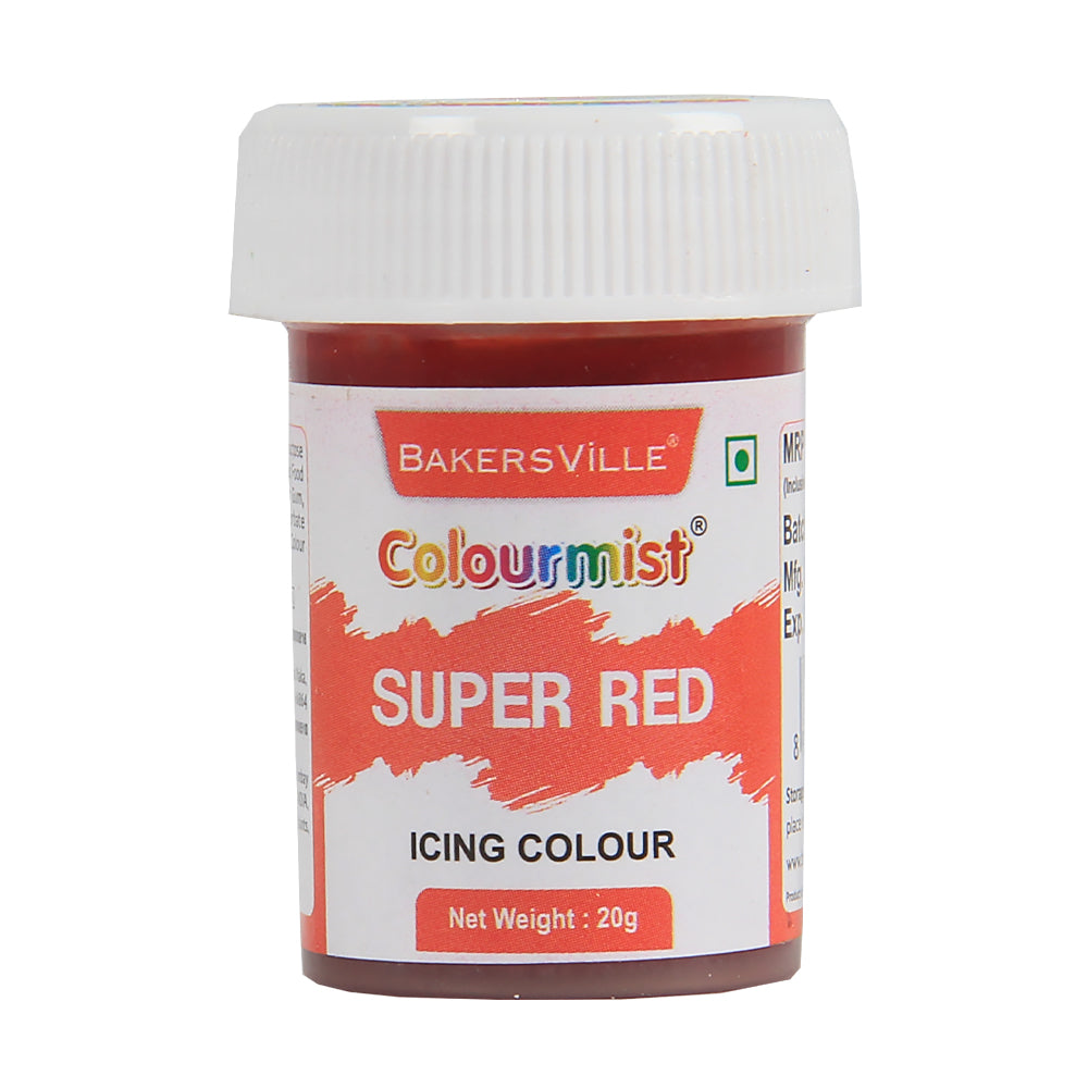 Colourmist Edible Icing Color ( Super Red ), 20g | Food Colour For Cake Batter, Icing, Buttercream Frosting, Royal Icing | 20g