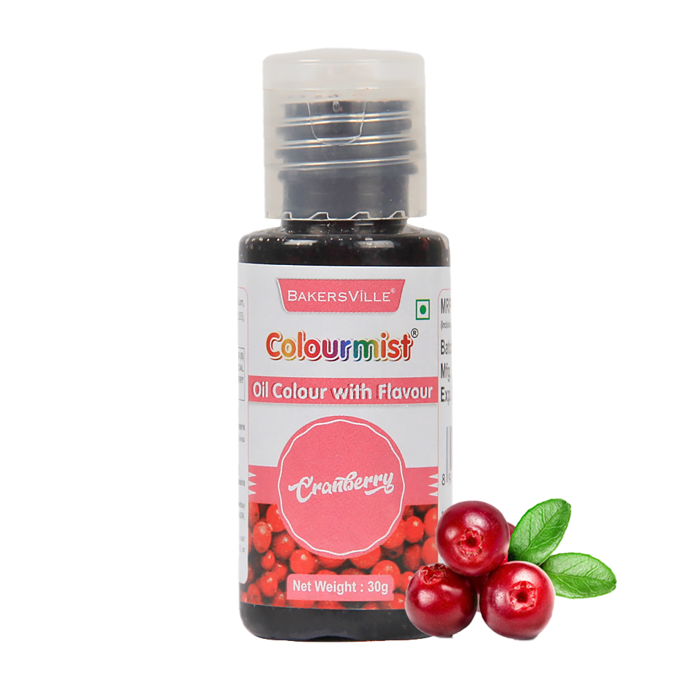 Colourmist Oil Colour With Flavour (Cranberry), 30g | Chocolate Oil Cranberry Flavour with Cranberry Colour | Chocolate Oil Cranberry Emulsion |, 30g
