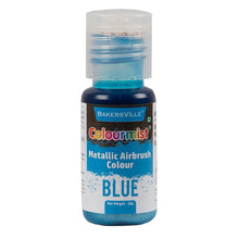 Load image into Gallery viewer, Colourmist Concentrated Vibrant Airbrush Metallic Food Colour (METALLIC BLUE), 20g | Airbrush Colour For Cakes, Choclate, Fondant, Icing and more
