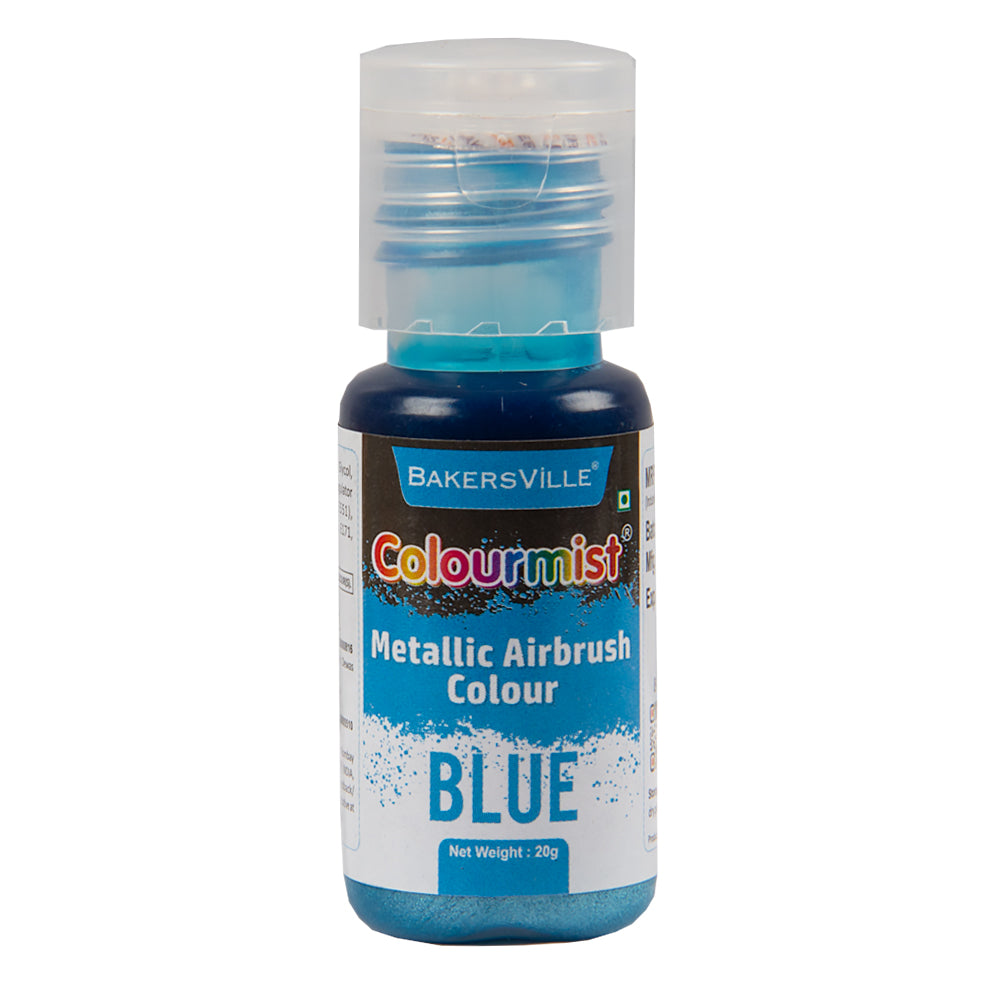 Colourmist Concentrated Vibrant Airbrush Metallic Food Colour (METALLIC BLUE), 20g | Airbrush Colour For Cakes, Choclate, Fondant, Icing and more