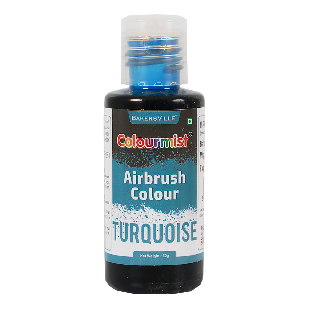 Colourmist Edible Concentrated Vibrant Airbrush Colour (TURQUOISE 50g | Airbrush Colour For Cakes, Choclate, Fondant, Icing and more | TURQUOISE, 50g