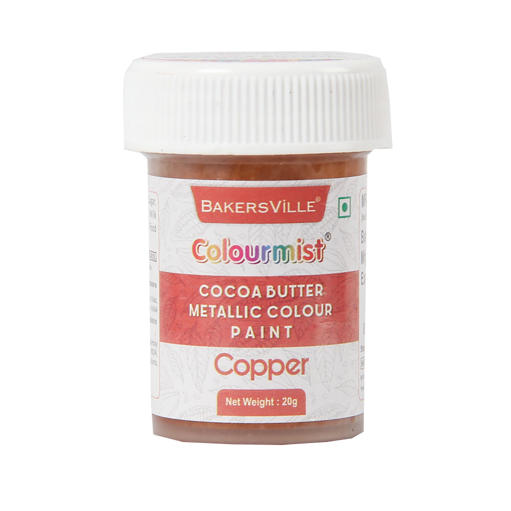 Colourmist Cocoa Butter Metallic Colour Paint (Metallic Copper), 20g | Color Paint For Chocolate, Icing, Airbrush, Gumpaste | Metallic Copper, 20g