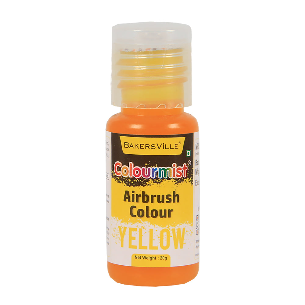 Colourmist Edible Concentrated Vibrant Airbrush Colour (YELLOW), 20g  | Airbrush Colour For Cakes, Chocolate, Fondant, Icing and more | YELLOW, 20g