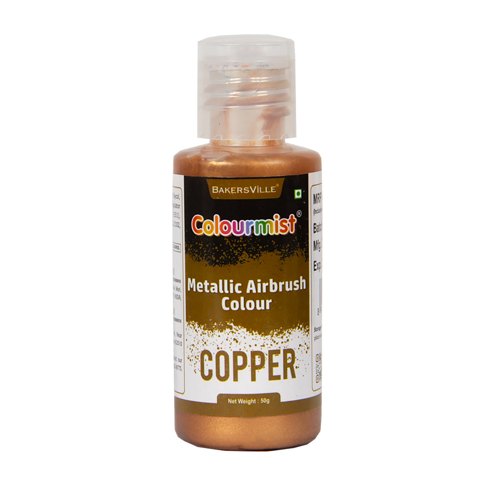 Colourmist Concentrated Vibrant Airbrush Metallic Food Colour (METALLIC GOLD), 50g | Airbrush Colour For Cakes, Choclate, Fondant, Icing and more