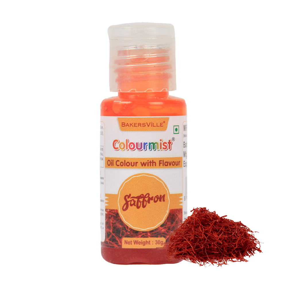 Colourmist Oil Colour With Flavour (Saffron), 30g | Chocolate Oil Saffron Flavour with Saffron Colour | Chocolate Oil Saffron Emulsion |, 30g
