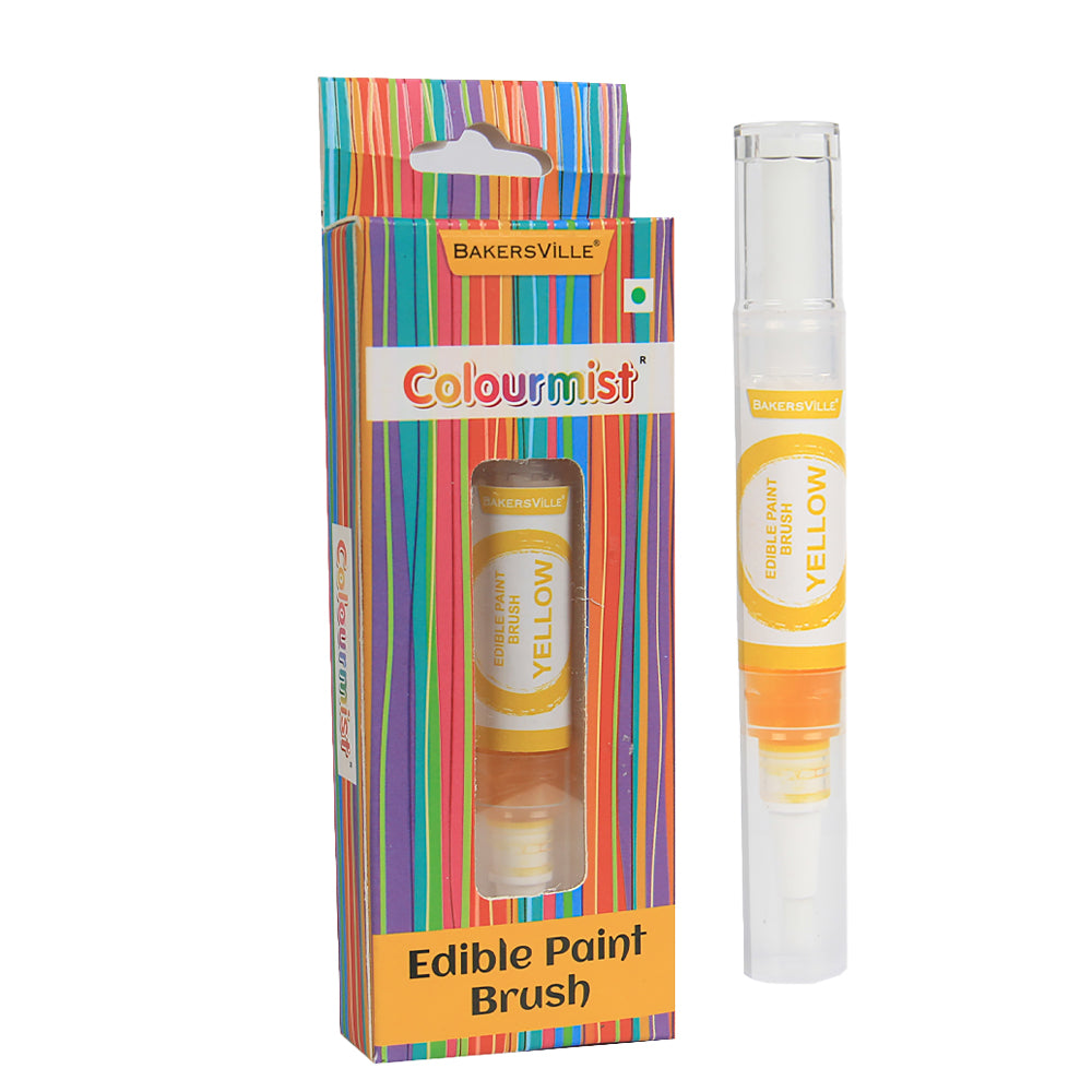Colourmist Edible Paint Brush With Vibrant Colour Paint ( Yellow ) | Food Colour Paint Brush For Dessert | 1pc