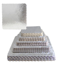 Load image into Gallery viewer, FineDecor Square Silver Cake Board Combo - 7 Inch, 8 Inch, 9 Inch, 10 Inch, 12 Inch Square Cardboard (25 Pieces) Silver
