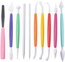 Load image into Gallery viewer, FineDecor 10pcs Fondant Modeling Tools Set Gum Paste for Cake Decorating, Cake Marshmallow Sculpting Tools Set - (10 Pcs X 1 Set) FD 3413