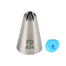 Load image into Gallery viewer, FineDecor Piping Tip, Stainless Steel Icing Piping Nozzle Tip, Cake Decorating Tools Cream Puff Decor Pastry Icing Piping Tool for Baker, 1psc (A34)