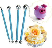 Load image into Gallery viewer, FineDecor 4pcs Sculpture Modeling Tools, Dotting Sculpting Modeling Tools Set, Double-Ended Metal Ball, Sugar Craft Ball Tool - FD 2937