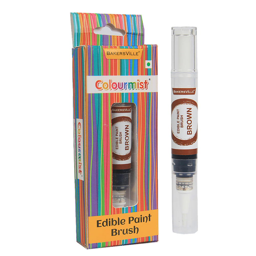 Colourmist Edible Paint Brush With Vibrant Colour Paint ( Brown ) | Food Colour Paint Brush For Dessert | 1pc