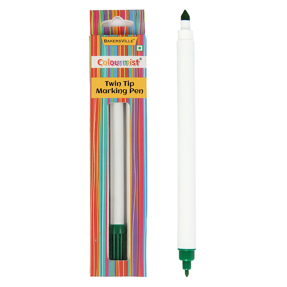 Colourmist Twin Tip Marking Pen (Green) |Double Side Food Decorating Pens with Fine & Thick Tip for cakes, Cookies, Easter Eggs, Frosting, Macaron