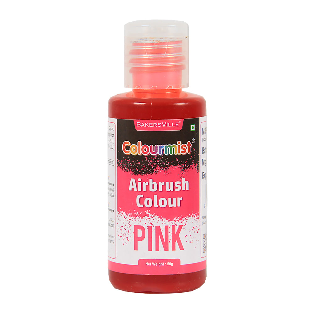Colourmist Edible Concentrated Vibrant Airbrush Colour (PINK), 50g  | Airbrush Colour For Cakes, Choclate, Fondant, Icing and more | PINK, 50g