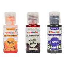 Load image into Gallery viewer, Colourmist Oil Colour With Flavour, Pack Of 3 (MANGO, COOKIES AND CREAM, BLUEBERRY), 30g Each | Chocolate Oil Assorted Flavour with Natural Colour
