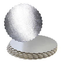 Load image into Gallery viewer, FineDecor Silver Cake Board 12 INCH Round Cardboard (5 Pieces), Cardboard Round Cake Circle Base, 12 Inches Diameter (Silver)
