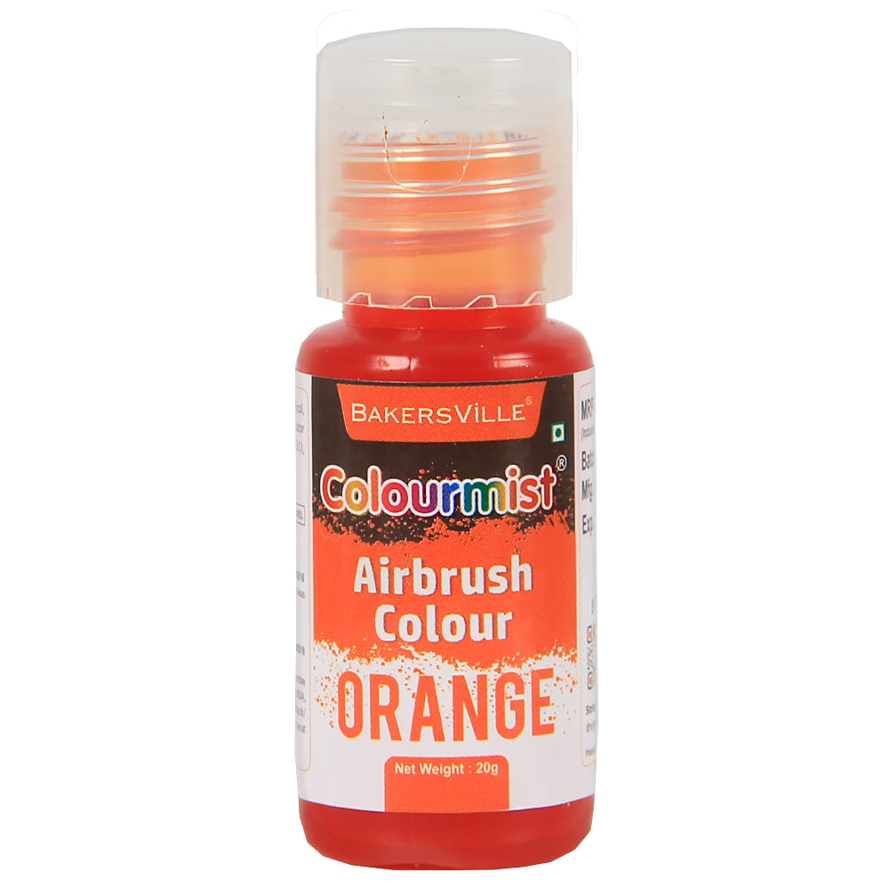 Colourmist Edible Concentrated Vibrant Airbrush Colour (ORANGE), 20g  | Airbrush Colour For Cakes, Choclate, Fondant, Icing and more | ORANGE, 20g