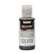 Load image into Gallery viewer, Colourmist Concentrated Vibrant Airbrush Metallic Food Colour (METALLIC SILVER), 50g | Airbrush Colour For Cakes, Choclate, Fondant, Icing and more