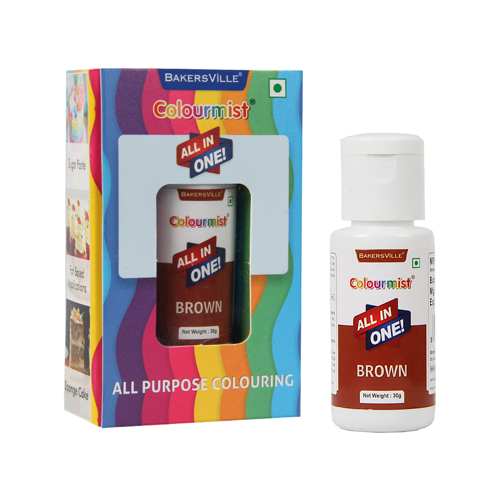 Colourmist All In One Food Colour (Brown), 30g | Multipurpose Concentrated Food Color for Chocolates, Icing, Sweets, Fondant & for All Food Products