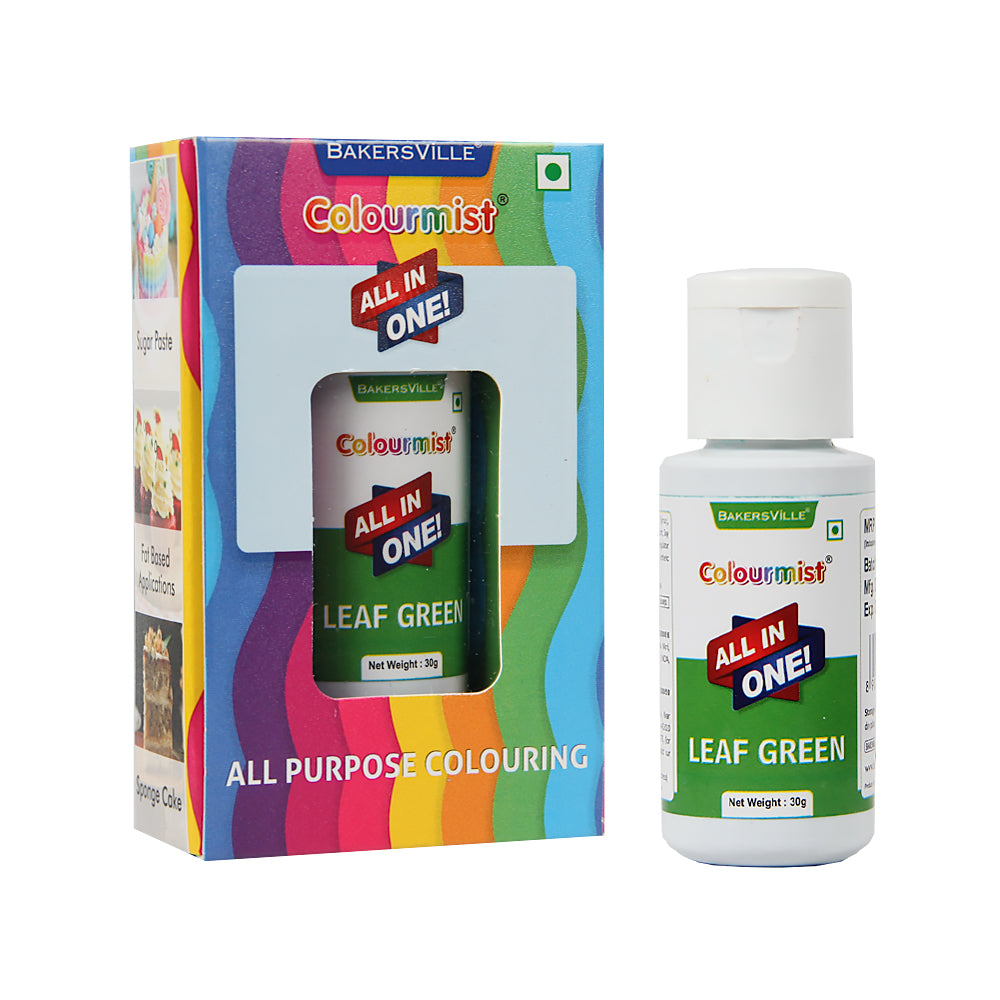 Colourmist All In One Food Colour (Leaf Green), 30g | Multipurpose Concentrated Color for Chocolates, Icing, Sweets, Fondant & for All Food Products