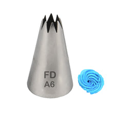 Load image into Gallery viewer, FineDecor Piping Tip, Stainless Steel Icing Piping Nozzle Tip, Cake Decorating Tools Cream Puff Decor Pastry Icing Piping Tool for Baker, 1psc (A6)