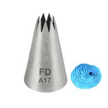 Load image into Gallery viewer, FineDecor Piping Tip, Stainless Steel Icing Piping Nozzle Tip, Cake Decorating Tools Cream Puff Decor Pastry Icing Piping Tool for Baker, 1psc (A17)