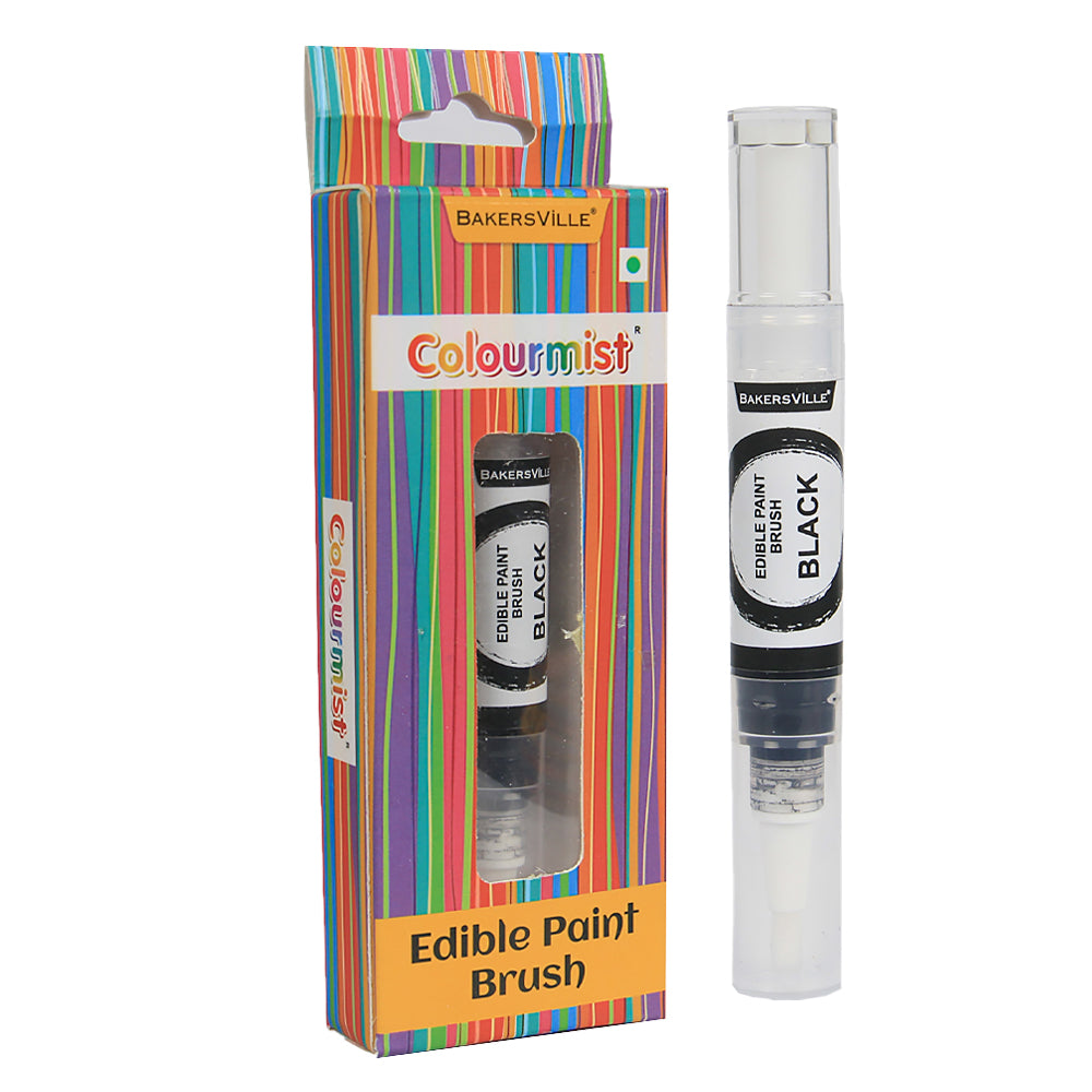 Colourmist Edible Paint Brush With Vibrant Colour Paint ( Black ) | Food Colour Paint Brush For Dessert | 1pc