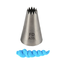 Load image into Gallery viewer, FineDecor Piping Tip, Stainless Steel Icing Piping Nozzle Tip, Cake Decorating Tools Cream Puff Decor Pastry Icing Piping Tool for Baker, 1psc (A35)