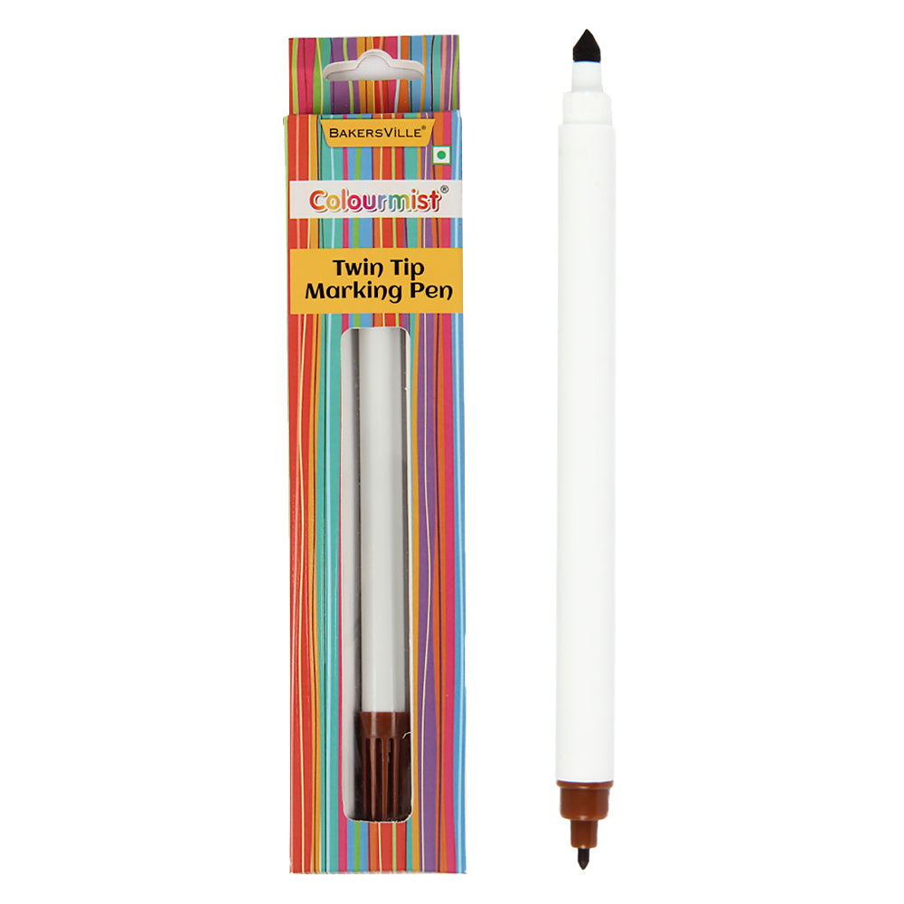 Colourmist Twin Tip Marking Pen (Brown)|Double Side Food Decorating Pens with Fine & Thick Tip for cakes, Cookies, Easter Eggs, Frosting, Macaron