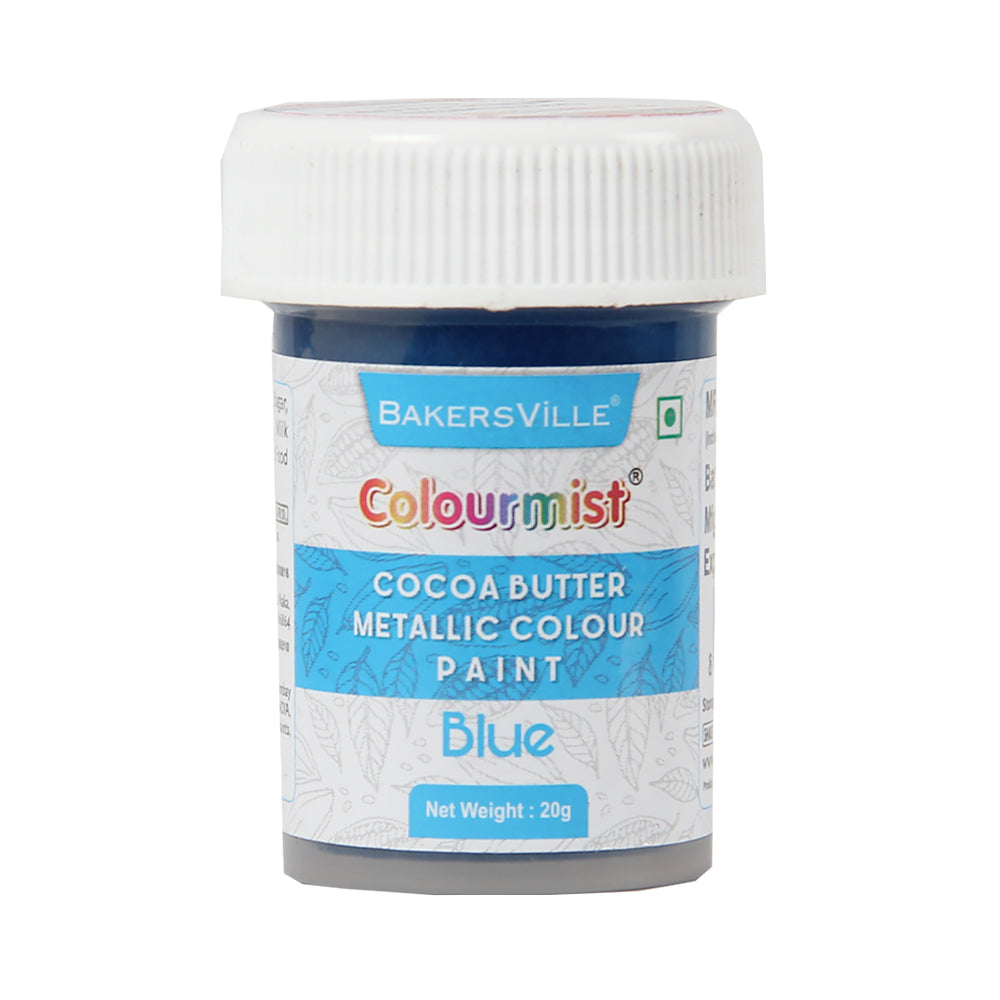 Colourmist Cocoa Butter Metallic Colour Paint (Metallic Blue), 20g | Color Paint For Chocolate, Icing, Airbrush, Gumpaste | Metallic Blue, 20g