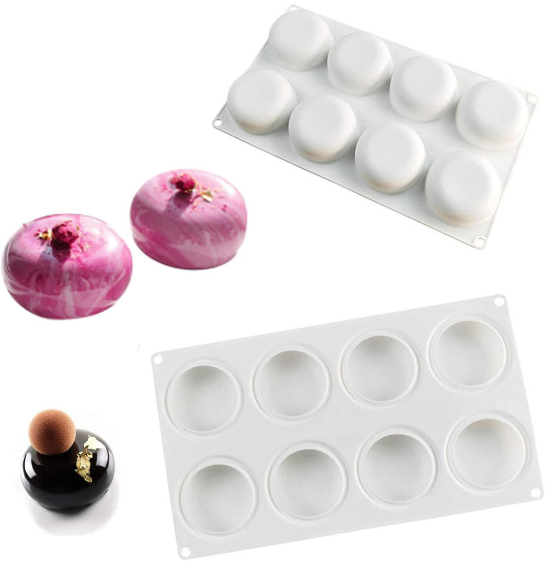 FineDecor Semi Sphere Shape Silicone Mousse Cake Mould, 3D Silicone Baking Mould, Dessert Mould for Pastry Chocolate Truffle, FD 3166 (8 Cavity)