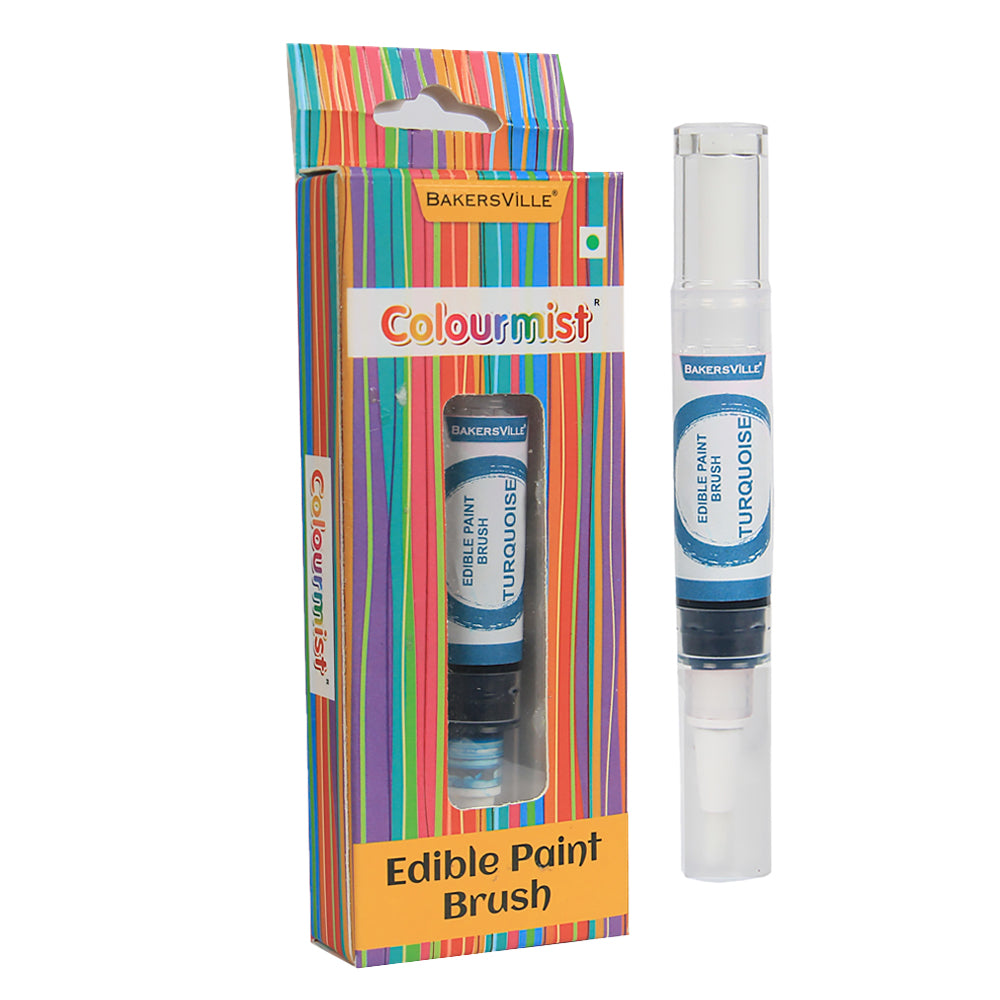 Colourmist Edible Paint Brush With Vibrant Colour Paint ( Turquoise ) | Food Colour Paint Brush For Dessert | 1pc