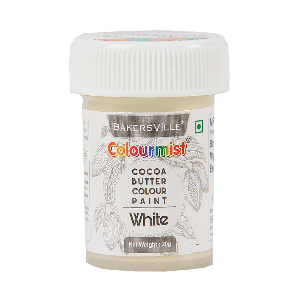 Colourmist Edible Cocoa Butter Colour Paint ( White ), 20g | Cocoa Butter Color Paint For Chocolate, Icing, Airbrush, Gumpaste | White, 20g