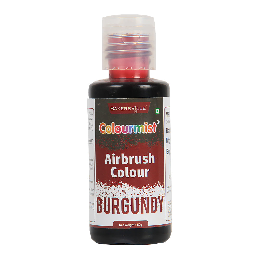 Colourmist Edible Concentrated Vibrant Airbrush Colour (BURGUNDY), 20g  | Airbrush Colour For Cake, Choclate, Fondant, Icing and more | BURGUNDY, 20g