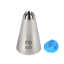 Load image into Gallery viewer, FineDecor Piping Tip, Stainless Steel Icing Piping Nozzle Tip, Cake Decorating Tools Cream Puff Decor Pastry Icing Piping Tool for Baker, 1psc (A20)