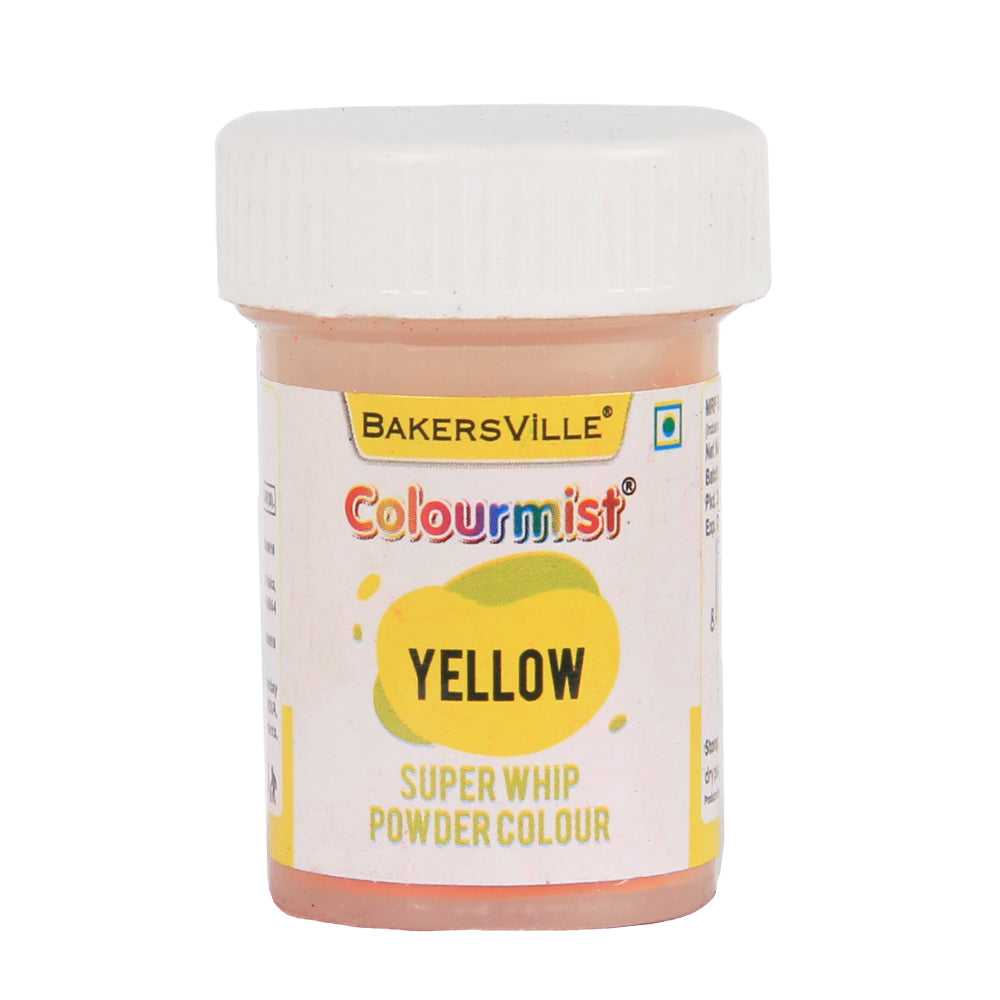 Colourmist Super Whip Edible Powder Colour, (Yellow), 5g | Powder Colour For Cream / Icing / Fondant / Frosting / Dessert / Baking |
