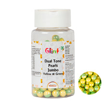 Load image into Gallery viewer, Glint Dual Tone Pearl Balls for Cake Decoration ( 7mm ) ( Yellow & Green ), 75g | Dual Colour Cake Sprinkle For Cake Decoration | 75g