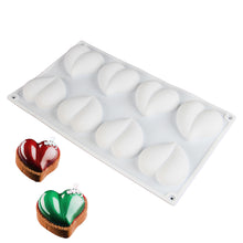 Load image into Gallery viewer, FineDecor Diamond Heart Shape Silicone Mousse Cake Mould, Non-stick Heart Shaped Mould Tray for Baking, Dessert, Biscuit and Soap, FD 3167 (8 Cavity)