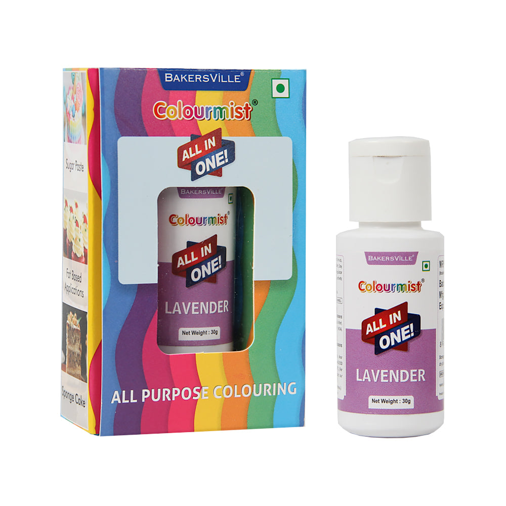 Colourmist All In One Food Colour (Lavender), 30g | Multipurpose Concentrated Color for Chocolates, Icing, Sweets, Fondant & for All Food Products