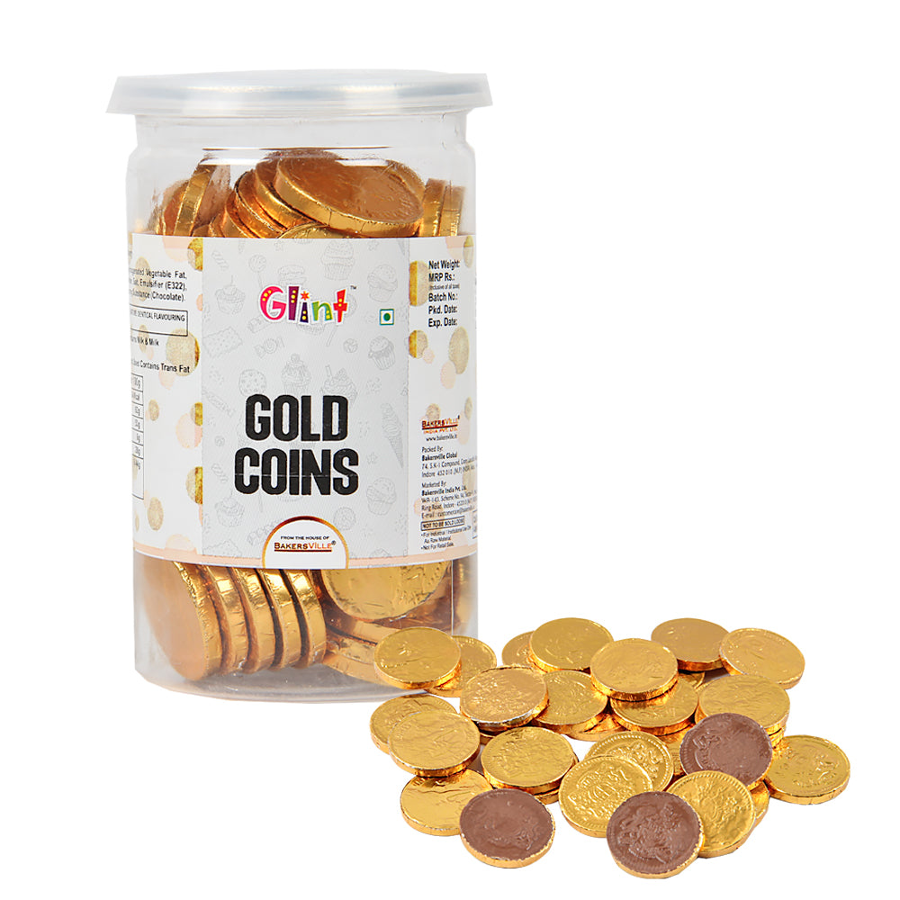 Glint Edible Chocolate Gold Coins | Milk Chocolate Coin Made with Premium Chocolate | Chocolate Gold Coin Gift Jar, 200g