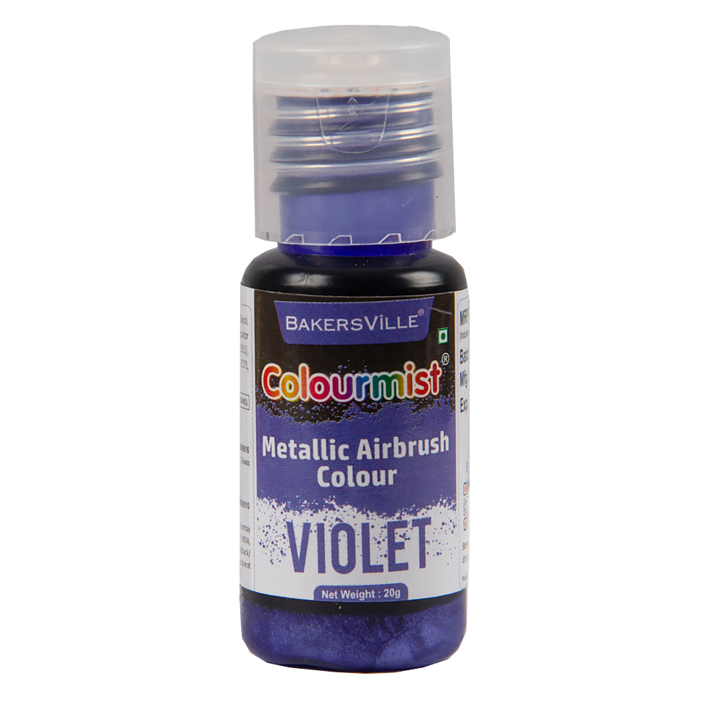 Colourmist Concentrated Vibrant Airbrush Metallic Food Colour (METALLIC VIOLET), 20g | Airbrush Colour For Cakes, Choclate, Fondant, Icing and more