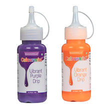 Load image into Gallery viewer, Colourmist Cake Decorating Drip Assorted 100g Each, Pack Of 2 Edible Drips (VIBRANT PURPLE ,VIBRANT ORANGE), 100 gm Each