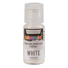 Load image into Gallery viewer, Colourmist Concentrated Vibrant Airbrush Metallic Food Colour (METALLIC WHITE), 20g | Airbrush Colour For Cakes, Choclate, Fondant, Icing and more