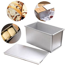 Load image into Gallery viewer, FineDecor Premium Nonstick Aluminium Steel Bread Mould / Loaf Pan / Bread Pan / Toast Mould / Bread Tin with Cover Bakeware (Silver) 250 g, FD-3117