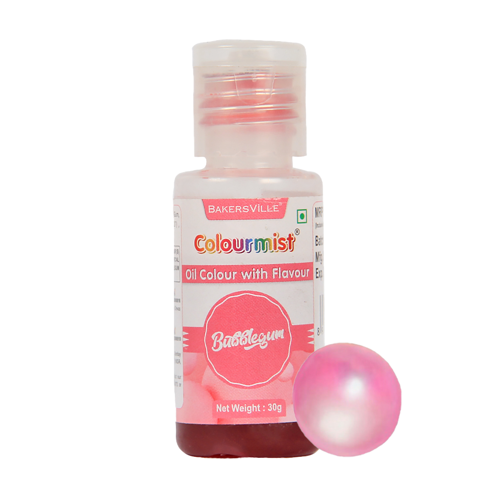 Colourmist Oil Colour With Flavour (Bubblegum), 30g | Chocolate Oil Bubblegum Flavour with Bubblegum Colour | Chocolate Oil Bubblegum Emulsion |, 30g