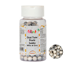 Load image into Gallery viewer, Glint Dual Tone Pearl Balls for Cake Decoration ( 7mm ) ( White & Grey ), 75g | Dual Colour Cake Sprinkle For Cake Decoration | 75g
