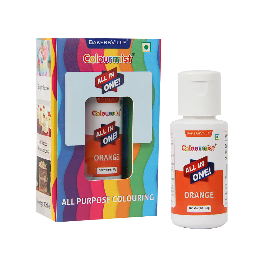 Colourmist All In One Food Colour (Orange), 30g | Multipurpose Concentrated Food Color for Chocolates, Icing, Sweets, Fondant & for All Food Products
