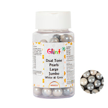 Load image into Gallery viewer, Glint Dual Tone Pearl Balls for Cake Decoration ( 10mm ) ( White & Grey ), 75g | Dual Colour Cake Sprinkle For Cake Decoration | 75g